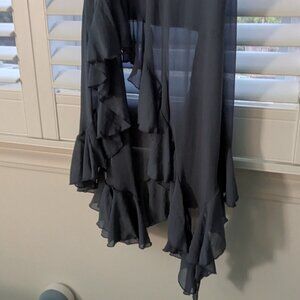 Blue, drapey, ruffle hem, beach skirt